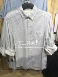 H&M HM 男装专柜正品折扣代购 7月 LOGG混色长袖衬衫 蓝灰0407359