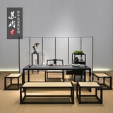 新中式水曲柳实木茶桌椅组合茶室样板房仿古茶台功夫茶桌禅意家具
