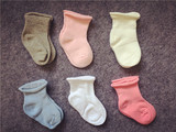 春夏薄棉婴儿袜子全棉纯色卷边松口宝宝袜精梳棉儿童中筒袜