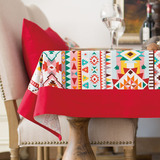 大红菱形多色全棉布艺花双层台布餐桌布盖布防尘布茶几布可定制