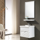 IVO 浴室柜 小户型不锈钢洗手盆柜组合 阳台浴室洗手台镜子组合