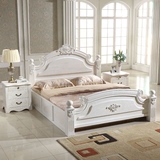 全实木床欧式床白色开放漆床1.8双人床榆木床美式乡村高箱气压床