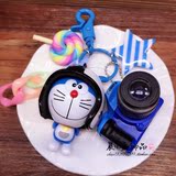 韩国创意卡通头盔哆啦A梦机器猫钥匙扣包挂件 叮当猫蓝胖子情侣链