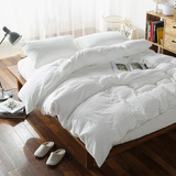 日系纯色水洗棉1.8米床笠四件套全棉简约床单被套纯白色床品套件
