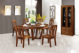 黄金黑胡桃木纯实木1.35圆桌全实木餐桌椅组合1.5米一桌六椅