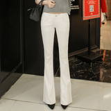 微喇叭牛仔裤女夏季韩国中腰薄款白色喇叭裤女牛仔长裤做旧显瘦