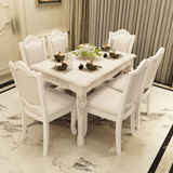 白色 实木餐桌 田园餐桌 欧式餐桌 大理石餐桌椅组合 餐台 饭桌