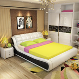 皮床双人床1.8米 简约现代婚床真皮床1.5米软床欧式床大床