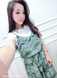 colorful同款 新款韩版两件套波浪纹连衣裙