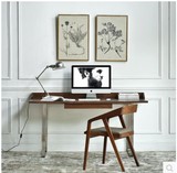 北欧现代书桌铁艺实木电脑桌家用工作桌写字台办公桌简约书画桌子