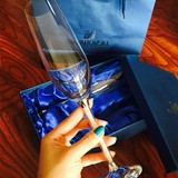 批发施华洛世奇水晶香槟杯刻字高脚杯带钻创意结婚礼物红酒杯套装