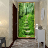 大型壁画 玄关走廊背景墙壁纸 3d立体竖版墙纸 延伸空间 绿色风景