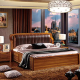现代中式实木床双人床气动储物大床高箱离地收纳婚床卧室家具新款
