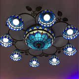 地中海风格欧式卧室灯具美式田园室内灯饰8+1圆形吸顶灯客厅灯