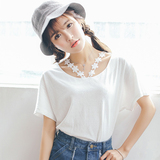 韩版甜美可爱清新蕾丝挂脖短袖圆领短袖t恤女夏季学生上衣打底衫