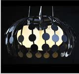黑白现代简约创意个性圆形玻璃铁艺吊灯客厅餐厅灯卧室书房灯具