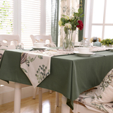 绿色美式田园茶几桌布布艺棉麻餐桌布长方形台布椅套椅垫套装桌旗
