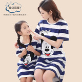 儿童睡裙夏季纯棉短袖卡通公主韩版母女家居服亲子装宝宝女童睡衣