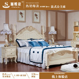 法式时尚实木床1.5米次卧欧式象牙白做旧雕花床 公主床 柱子床