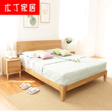 日式原木全实木床 北美白橡木北欧双人床1.5 1.8大板卧室家具原木