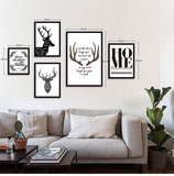 北欧简约宜家黑白经典创意个性实木装饰画挂画海报客厅定制画芯