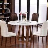 大理石餐桌椅组合北欧橡木圆餐桌简约现代小户型实木饭桌子新品