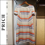 国内专柜正品代购PRICH2016夏款女条纹连衣裙通勤显瘦PROW62451C