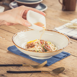 创意复古陶瓷盘子汤盘汤碗  日式意面盘拉面碗家用餐具陶瓷碗