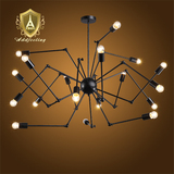 loft美式铁艺伸缩蜘蛛吊灯LED现代简约个性创意客厅餐厅卧室灯具
