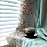 简约现代纯色加厚棉麻亚麻窗帘布定制成品遮光卧室客厅湖蓝色窗帘