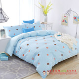 韩国布朗熊可妮兔可爱卡通情侣四件套纯棉被套床单床笠床上用品