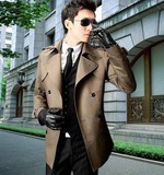 春季男士商务休闲风衣韩版中长款薄款加厚外套修身型男装大码潮
