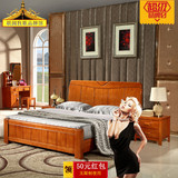 简约中式实木床1.8米双人床1.5米气动高箱床卧室家具婚床橡木大床