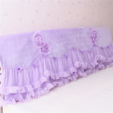 韩版水晶绒床头罩公主蕾丝紫色床头套1.5/1.8/2米床头板防尘罩