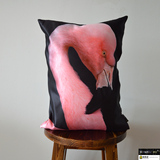 颂迦室内软装饰布艺设计印花抱枕粉色火烈鸟