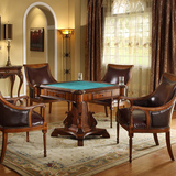 美式乡村棋牌桌高端实木娱乐麻将桌仿古雕花扑克台可加面板做餐桌