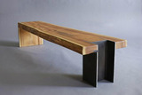 北欧设计师实木长凳原木复古铁艺餐椅LOFT长凳坐凳换鞋凳实木矮凳