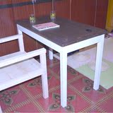 现代简约经济型全实木饭桌 小户型家用做旧餐桌椅组合 休闲高脚桌