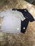[现货] Thom Browne TB 16ss新款白色/灰色/深蓝色彩条Polo衫短袖