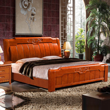 全实木床橡胶橡木1.8米中式双人简约现代中式框架高箱储物婚大床
