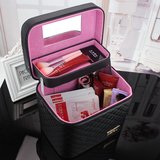 化妆包韩国手提化妆箱 大容量双层硬便携收纳包 专业洗漱包手包
