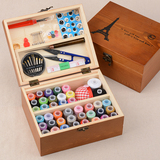 韩国实木针线盒套装包邮 木质缝纫手缝家用收纳盒 创意礼物礼品