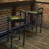 美式复古休闲咖啡厅吧凳酒吧椅皮垫铁艺高脚椅餐厅吧台前台椅户外