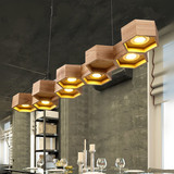 北欧简约美式餐厅客厅卧室书房吊灯创意个性实木原木蜂巢艺术吊灯