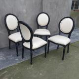 美式乡村黑色非主流实木餐椅  简约欧式扶手椅工业风米白色皮椅子