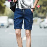 牛仔短裤男夏季薄款青少年韩版日系复古修身款男生纯色五分裤子潮