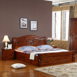 香樟木实木床卧室家具全实木1.8米床欧式实木大床高箱双人床包邮