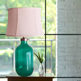 绿色玻璃台灯简约创意角几宜家美式地中海玄关 蓝色客厅装饰台灯