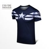 ETQ Fire 美国队长t恤 男休闲短袖 运动衣服 美国队长3内战英雄装