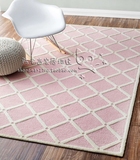 简约粉色格子现代地毯客厅茶几地毯卧室床边儿童房手工地毯定制